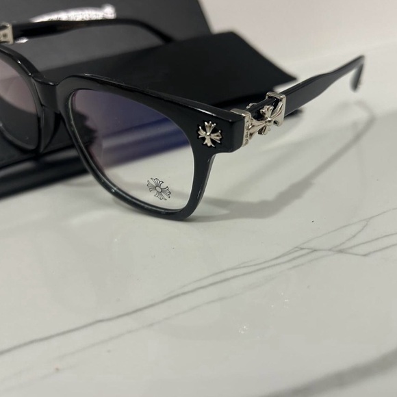 Black and Blue Chrome Hearts Eyeglasses with Case - Picture 4 of 7